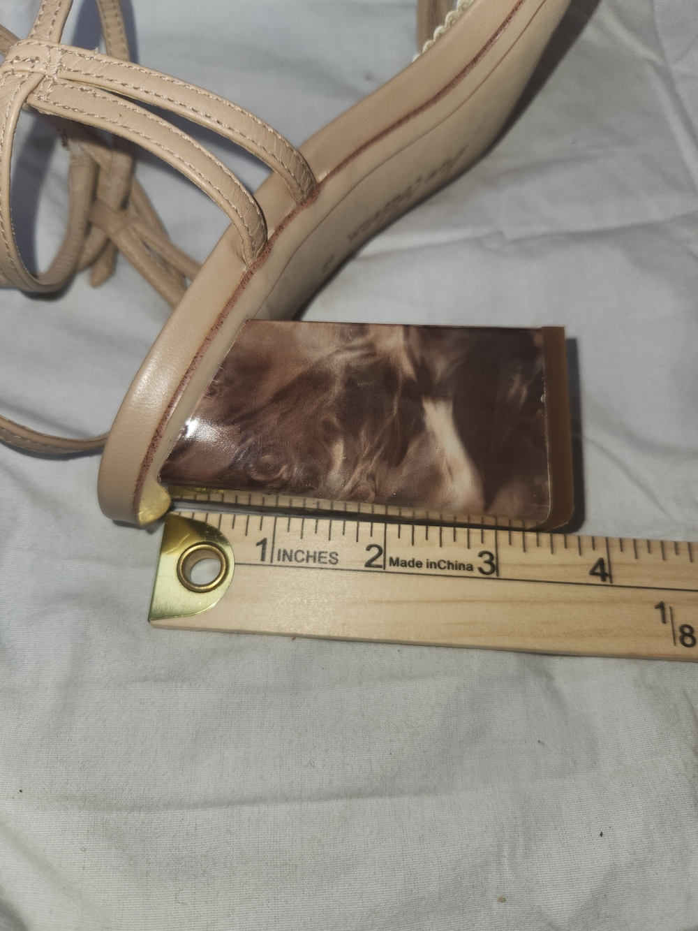 Strappy Ankle-Tie Block Heel Sandal in Nude - Picture 9 of 10